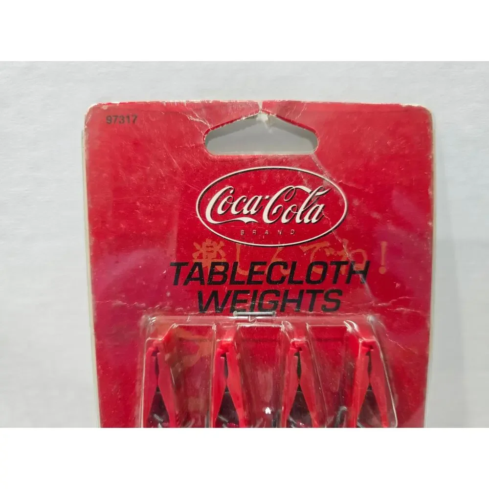 Vintage Coca-Cola Tablecloth Weights Set 4 NOS Factory Sealed Coke Bottles